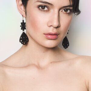 Black Acrylic Ornamental Earrings